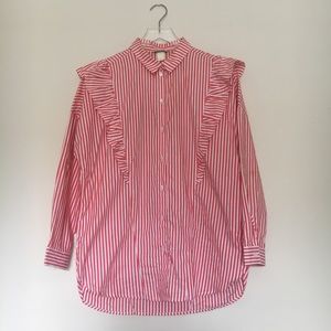 Monki Ruffle Button Down Shirt